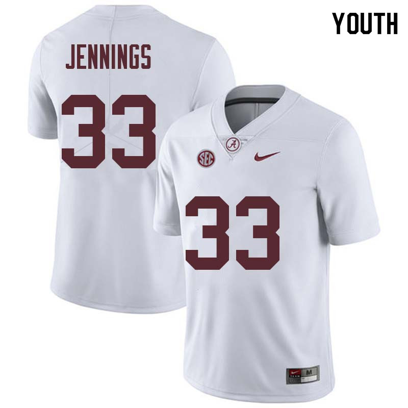 Alabama Crimson Tide Youth Anfernee Jennings #33 White NCAA Nike Authentic Stitched College Football Jersey YV16J26SR